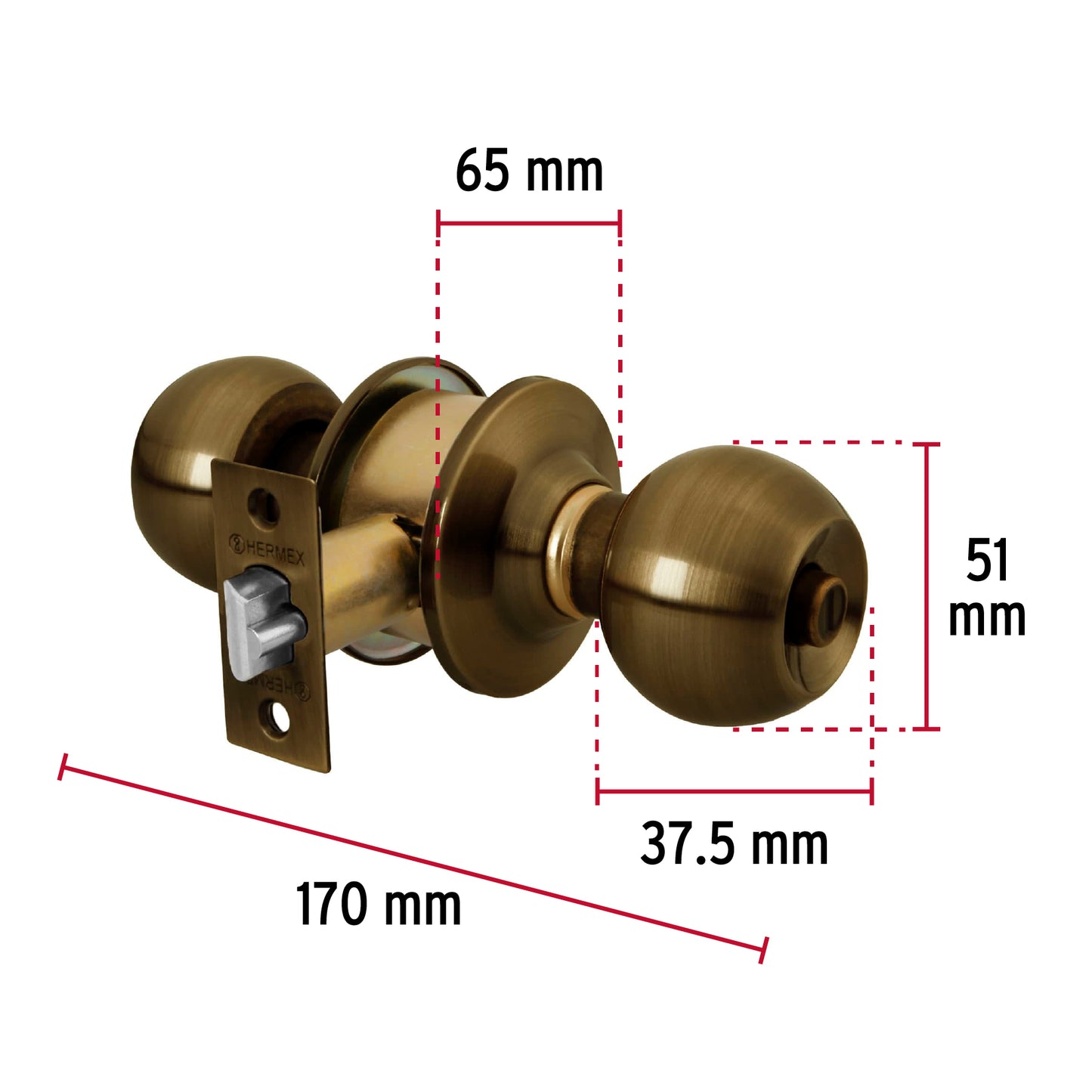 Cerradura pomo la recamara cilindrica 23564 hermex basic Pieza