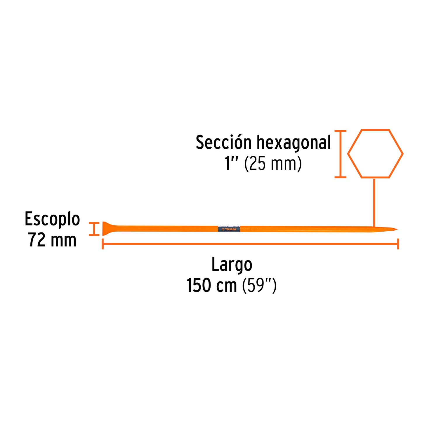 Barreta de punta de 1p x 150 cm escoplo ancho10756 Pieza