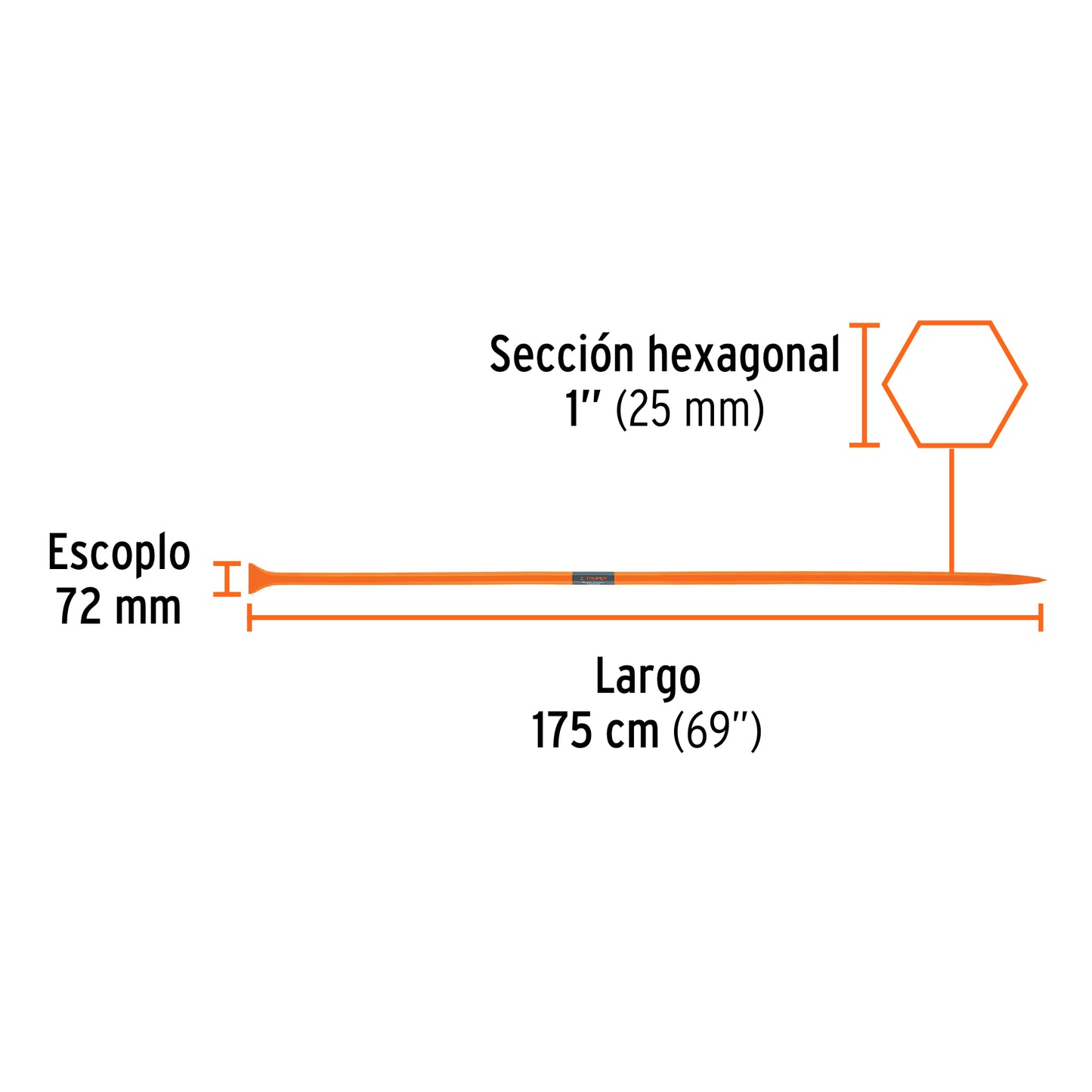 Barreta de punta de 1p x 175 cm escoplo ancho Pieza