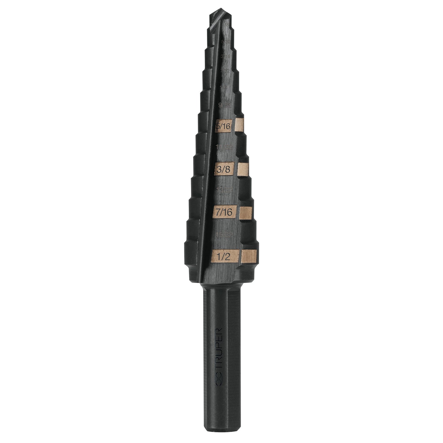 Broca escalonada oxido negro 13 escalones 1/8p a 1/2 12122 Truper Pieza