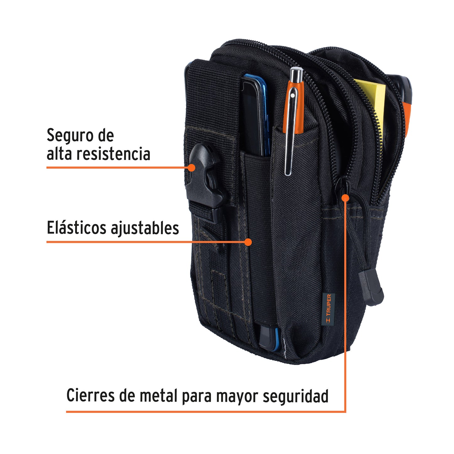 Bolso tactico negro para cinturon 67021 Truper Pieza