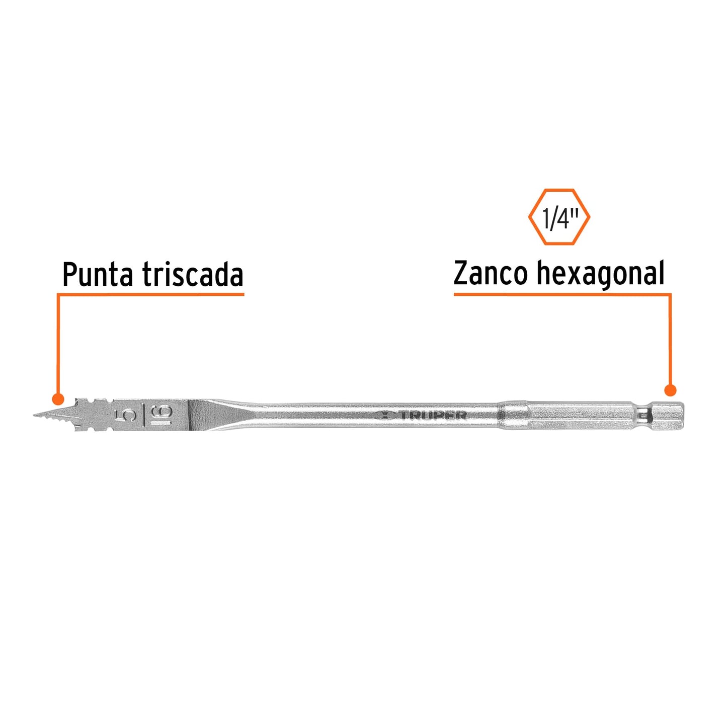 Broca plana manita para madera 5/1611363 Pieza