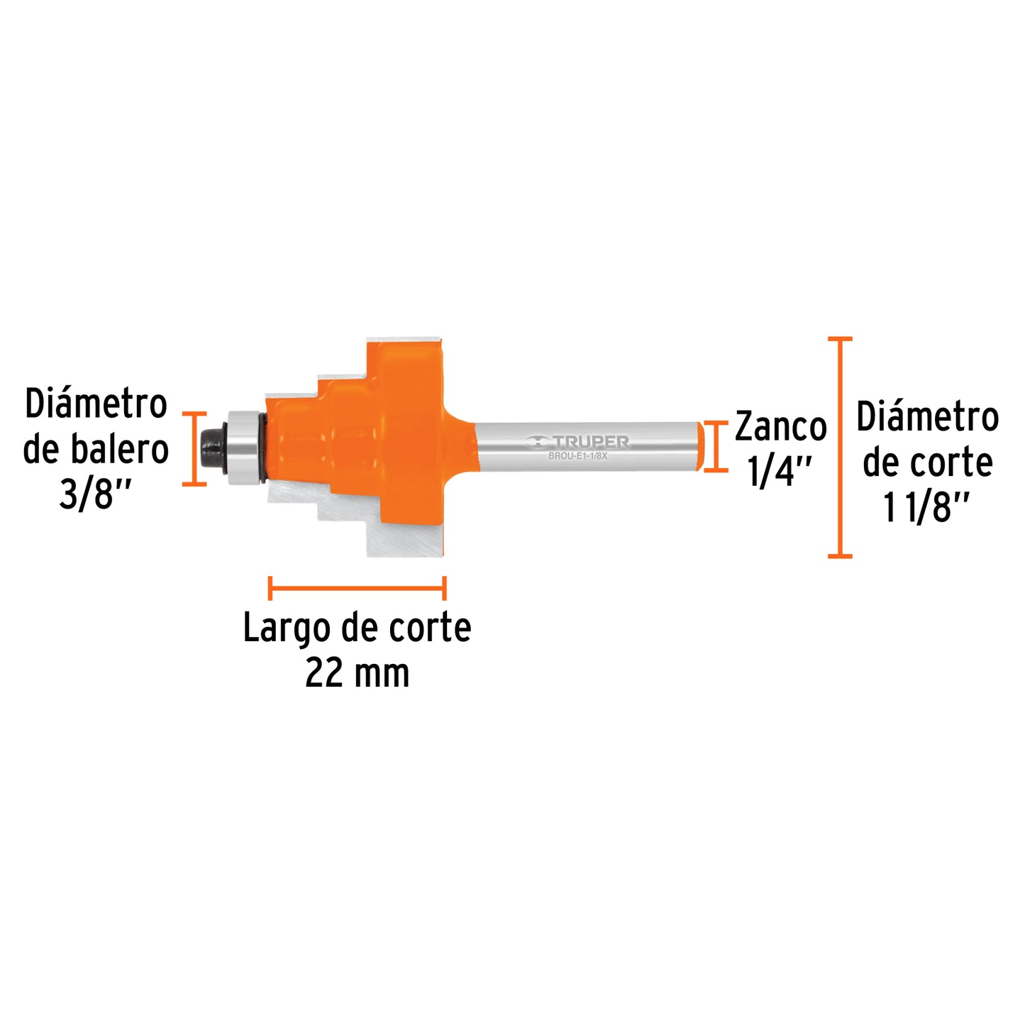 Broca router escalonada con balero 10673 truper Pieza