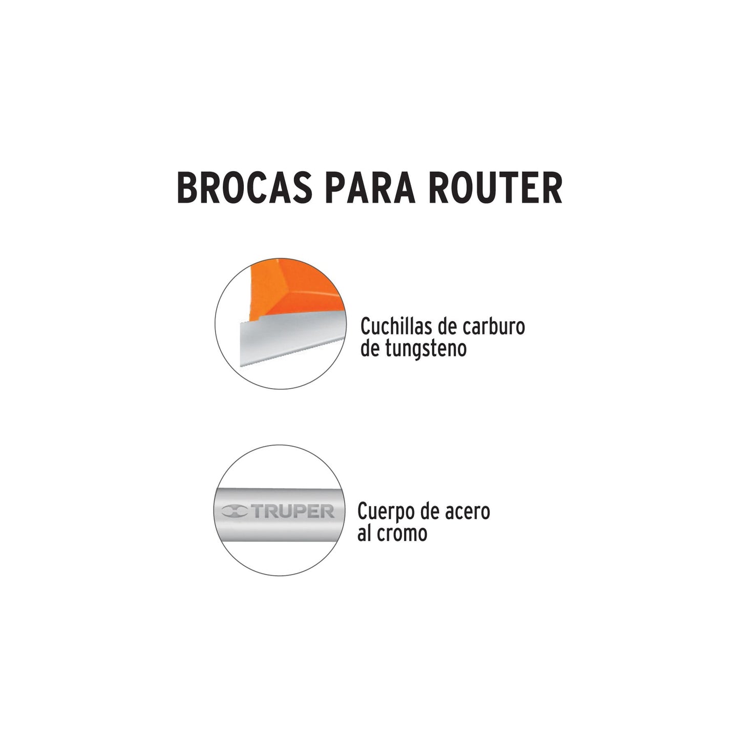 Broca para router recta 2 filos 3/8p 11455 Truper Pieza