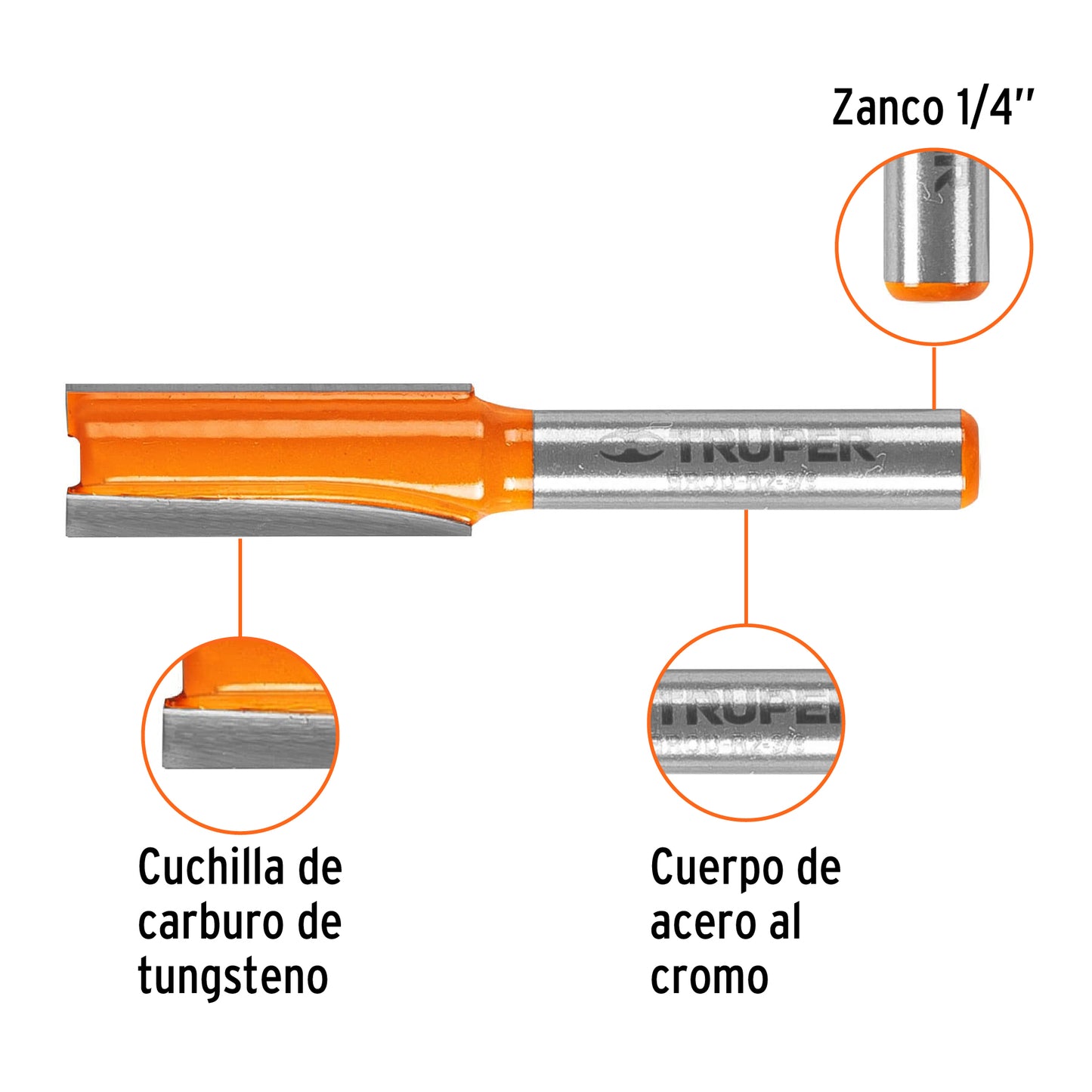 Broca para router recta 2 filos 3/8p 11455 Truper Pieza