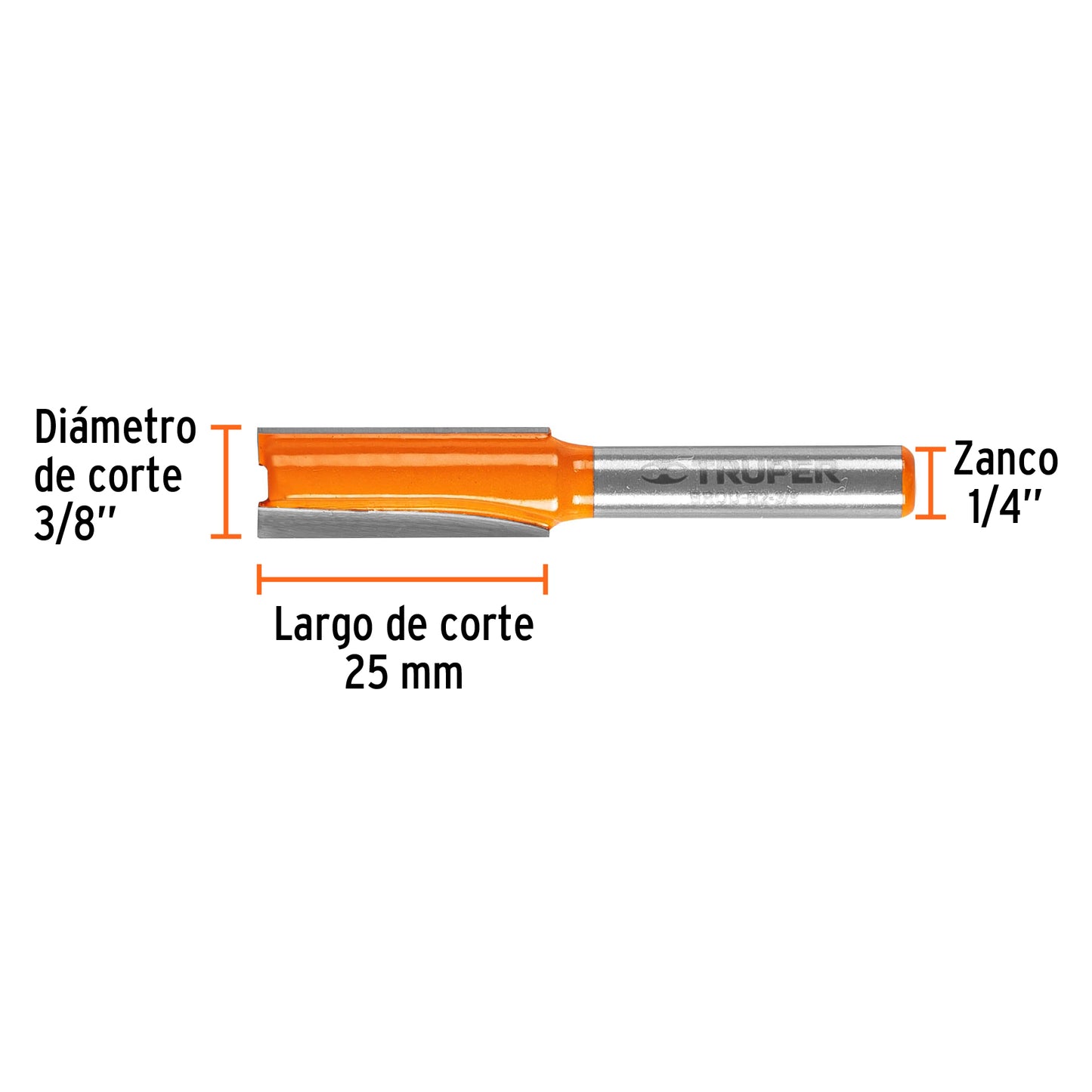 Broca para router recta 2 filos 3/8p 11455 Truper Pieza