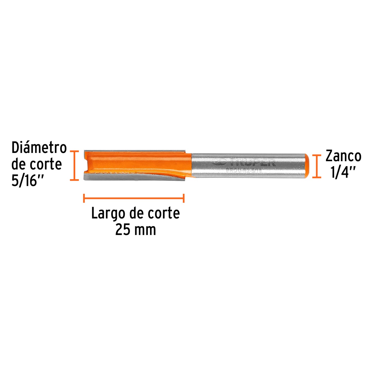 Broca para router recta 2 filos 5/16p 11454 Truper Pieza