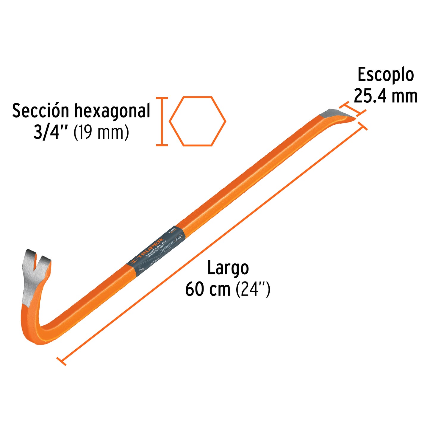 Barreta una de 3/4p x 60 cm 10856 truper Pieza