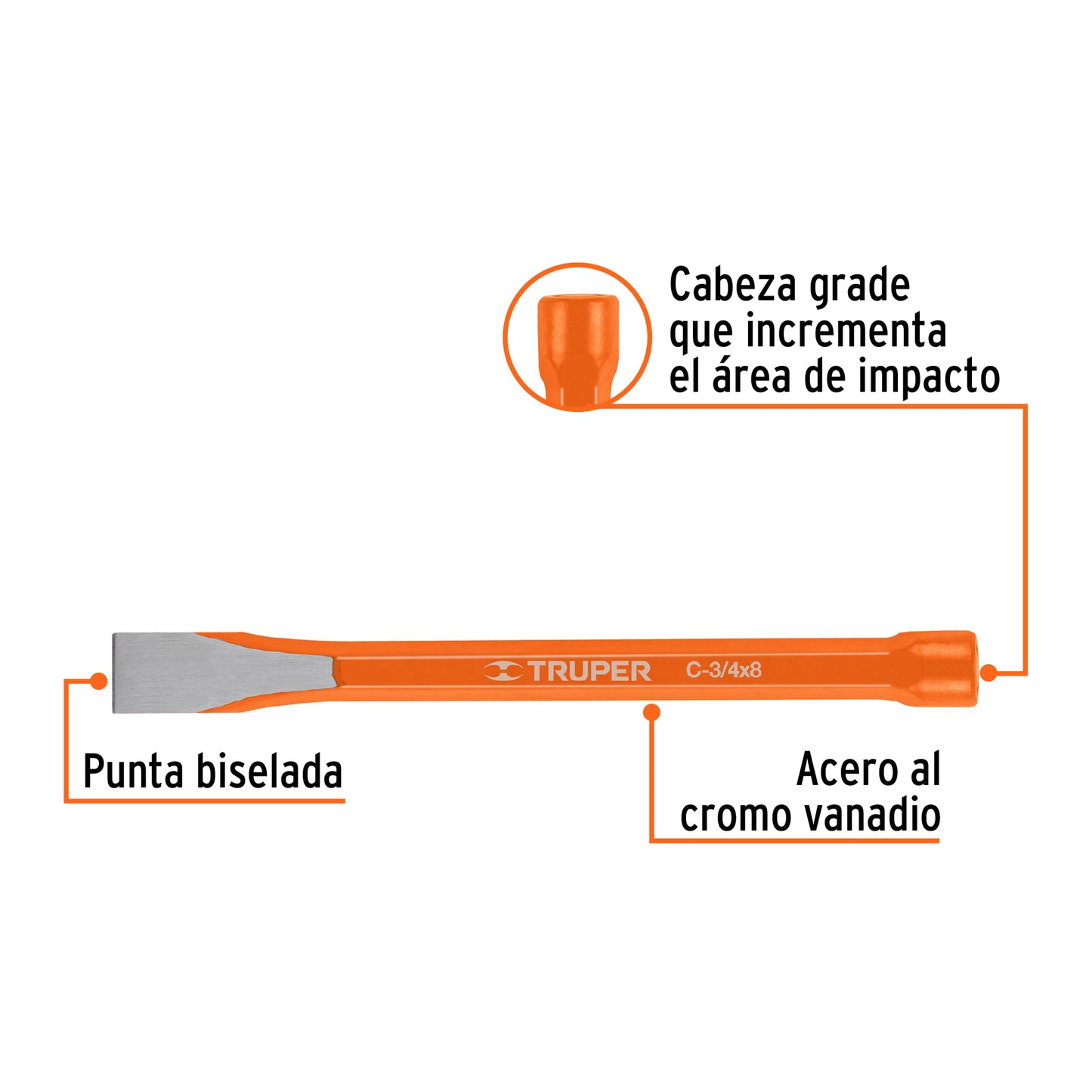 Cincel de corte frío 3/4 X 8p 12142 Truper Pieza