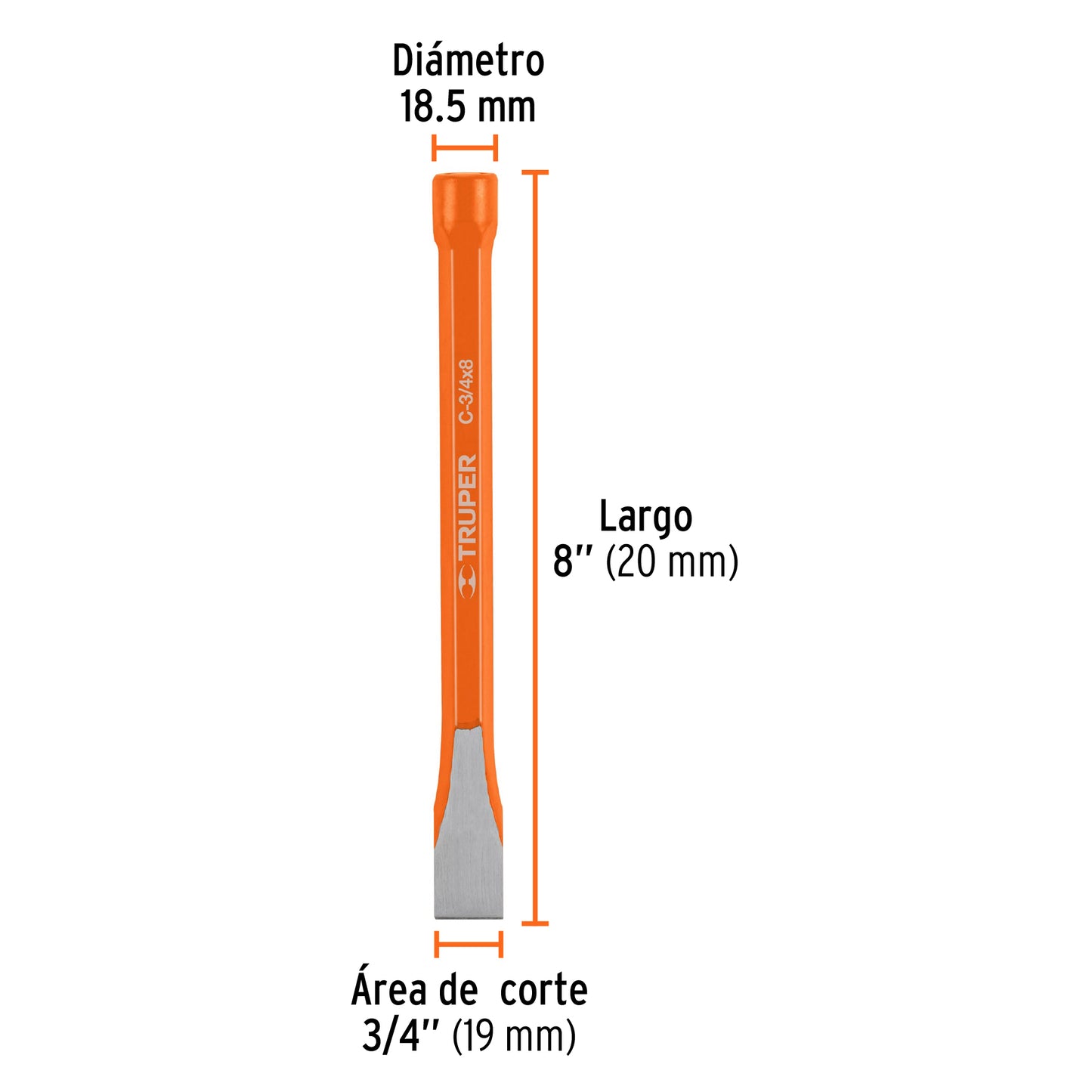 Cincel de corte frío 3/4 X 8p 12142 Truper Pieza