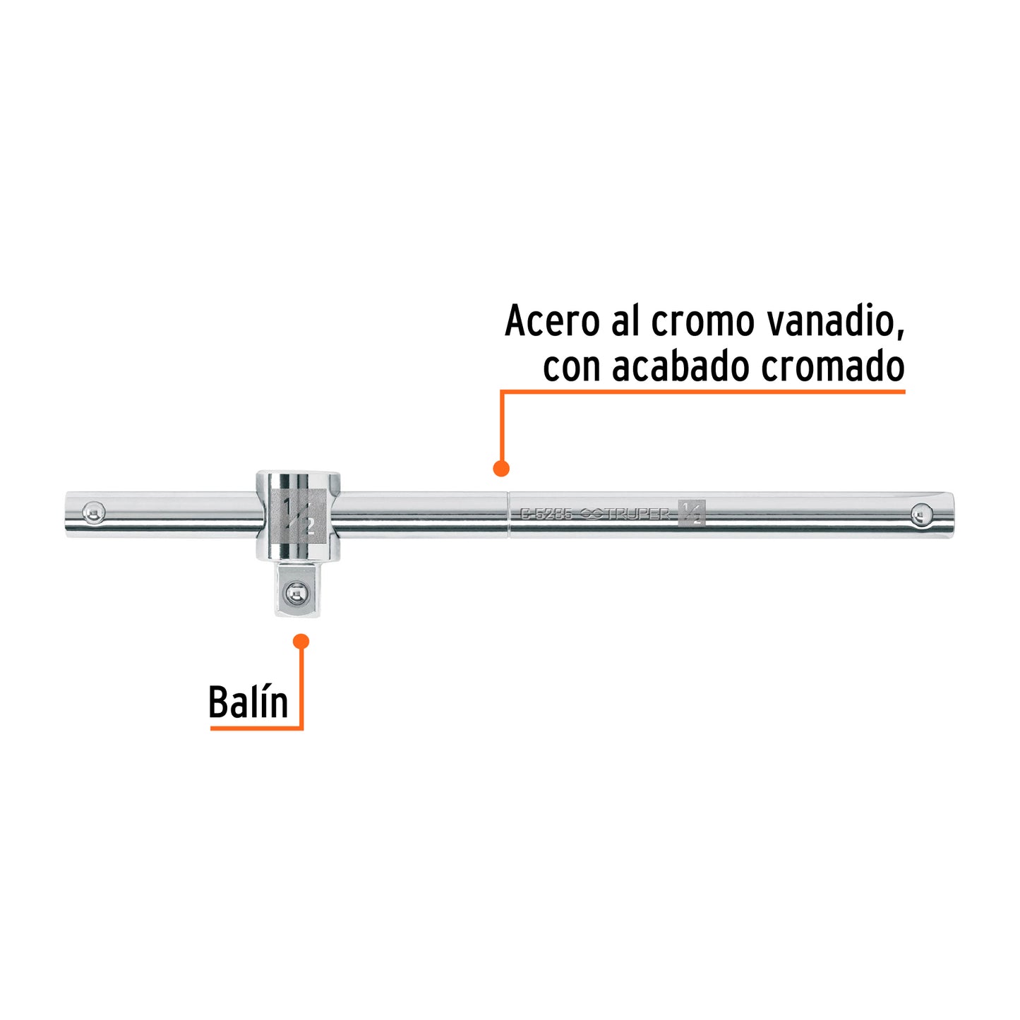 Barra corrediza para dados cuadro 1/2 13432 Truper Pieza