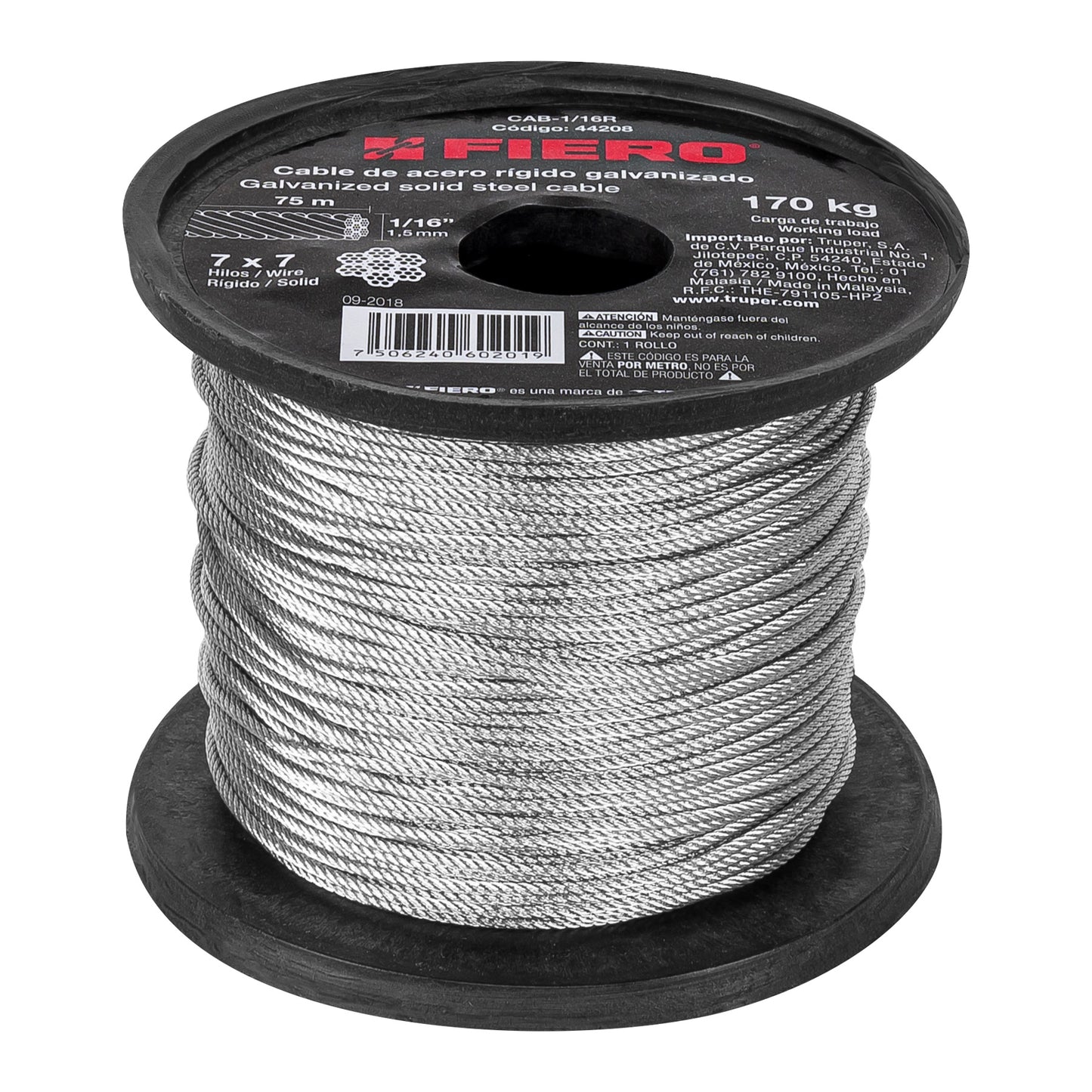 Cable de acero ridigo 1/16p 75 m Metro