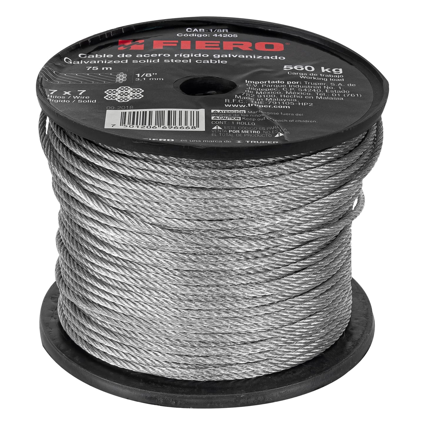 Cable de acero rigido 1/8p 75 m Metro