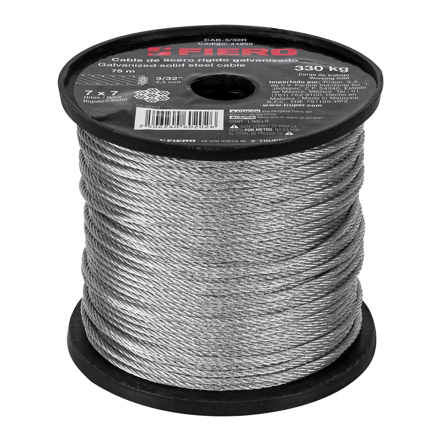 Cable de acero rigido 3/32p 75 m Pieza