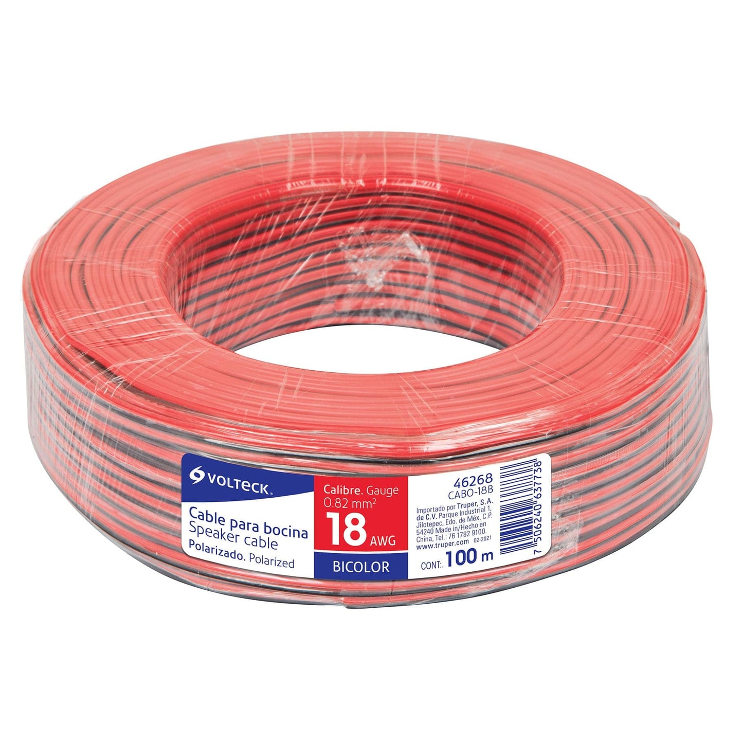 Cable para bocina 18 AWG bicolor 100 m 46268 Volteck Metro
