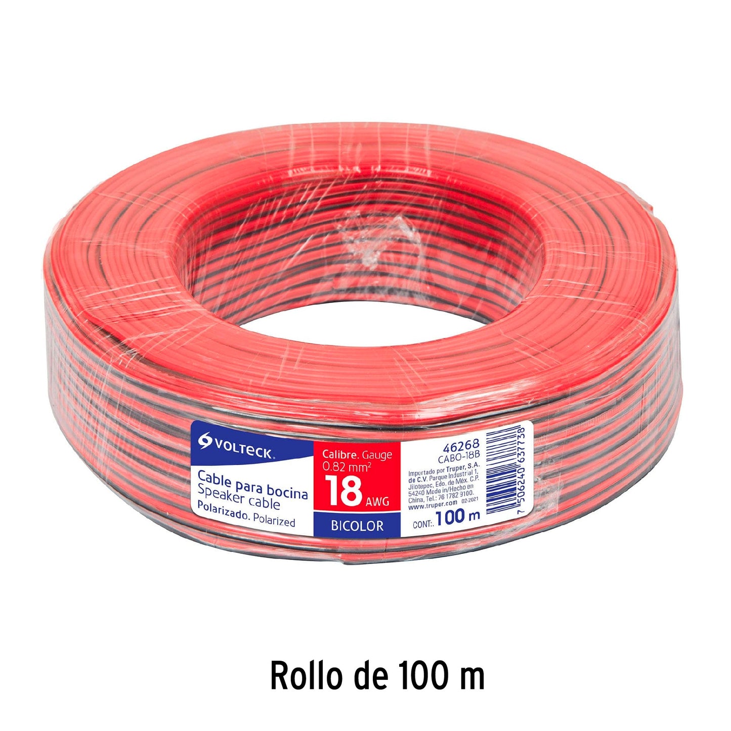 Cable para bocina 18 AWG bicolor 100 m 46268 Volteck Metro