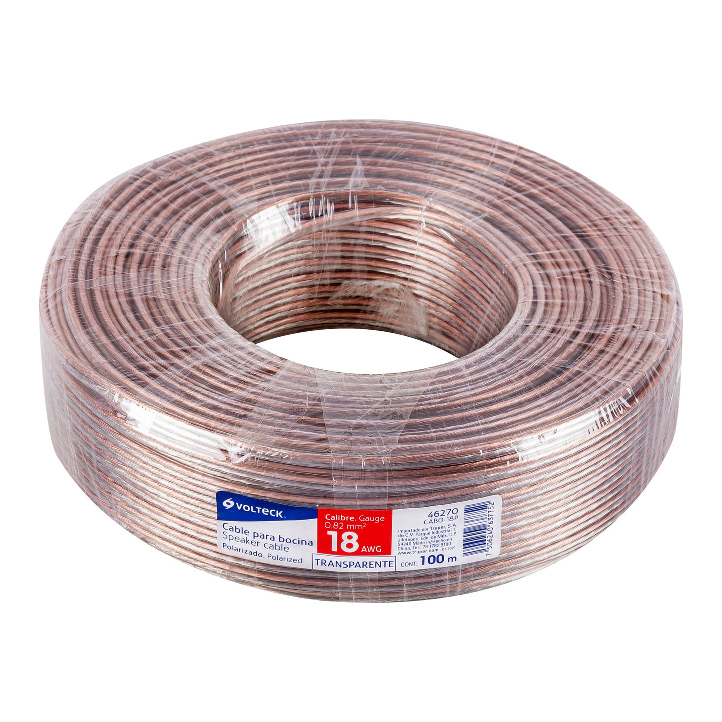 Cable para bocina 18 awg polarizado 100 m 46270 volteck Metro