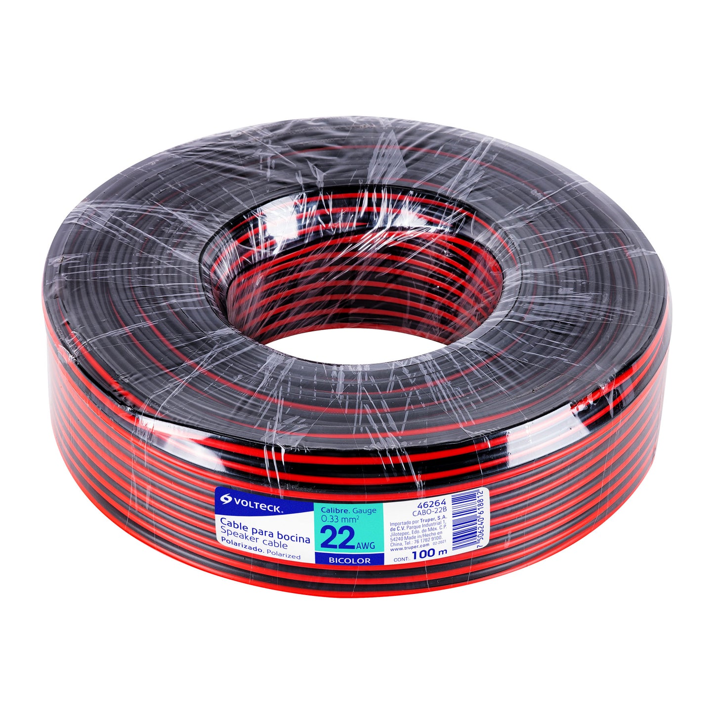 Cable para bocina 22 AWG bicolor 100 m 46264 Volteck Metro