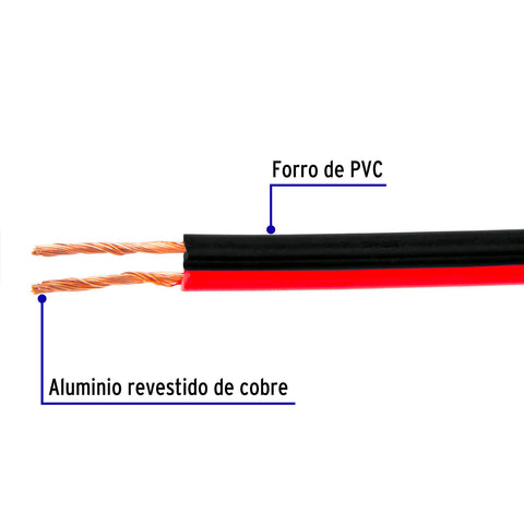 Cable para bocina 22 AWG bicolor 100 m 46264 Volteck Metro