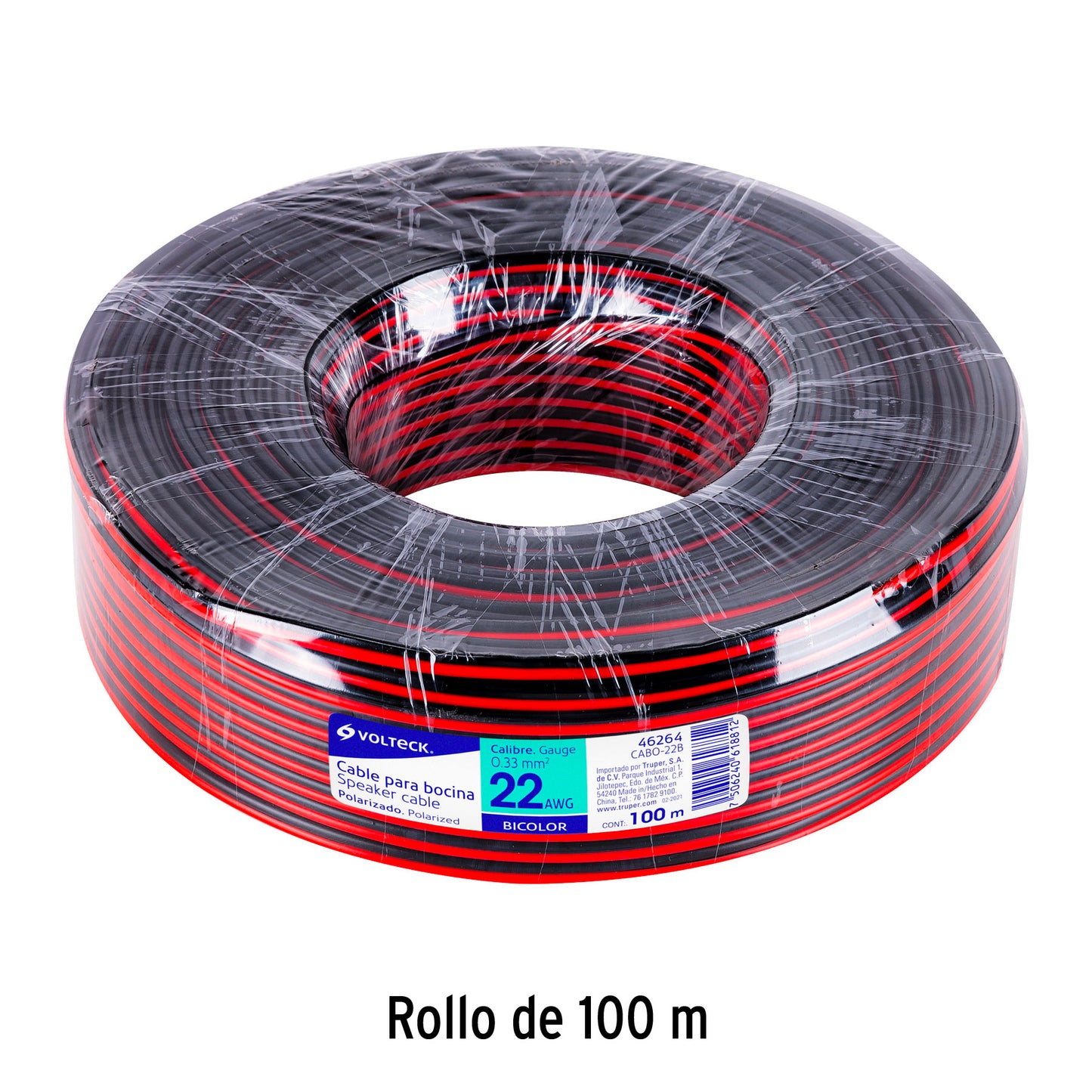Cable para bocina 22 AWG bicolor 100 m 46264 Volteck Metro