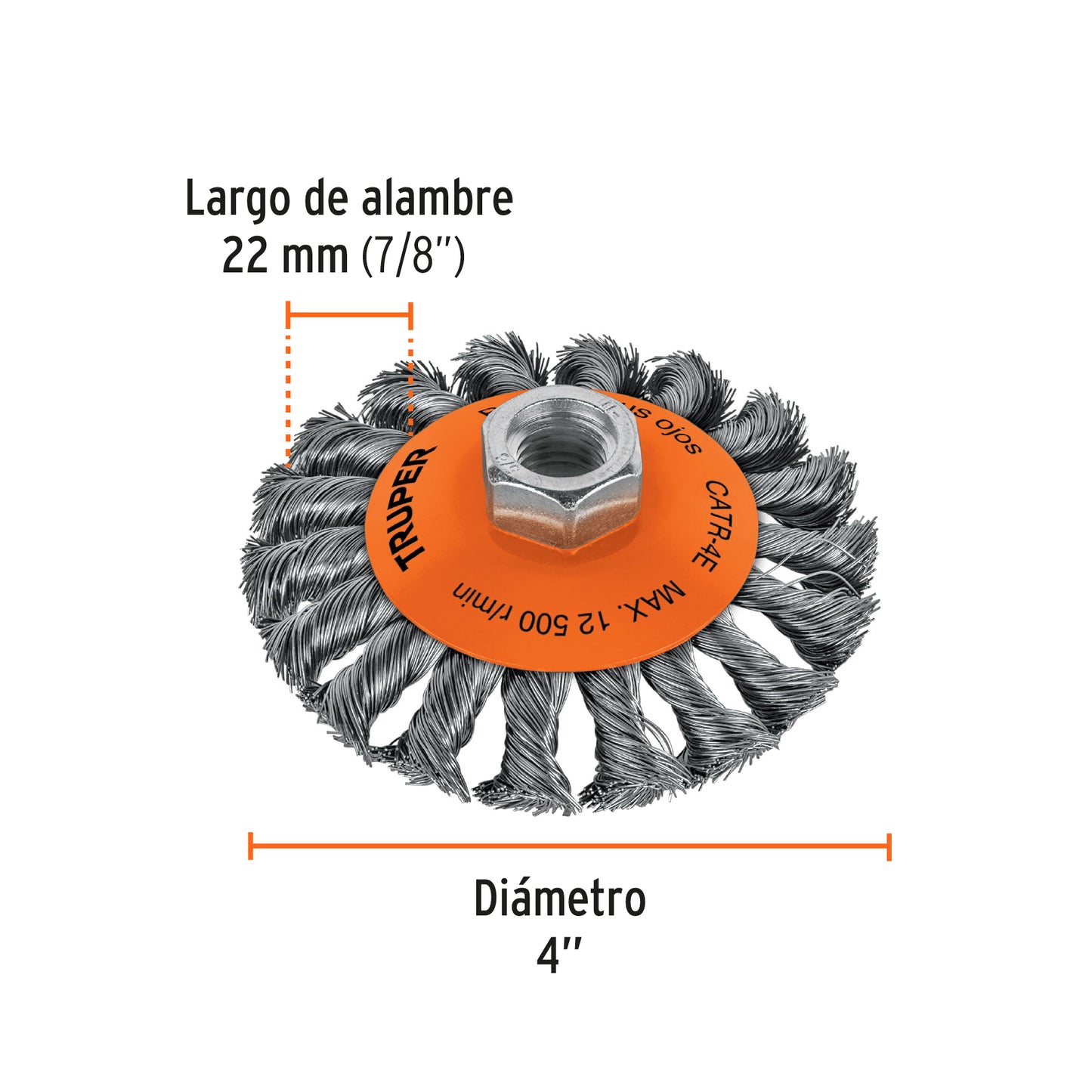 Carda trenzada tipo conico 4p para esmeriladora 14190 truper Pieza