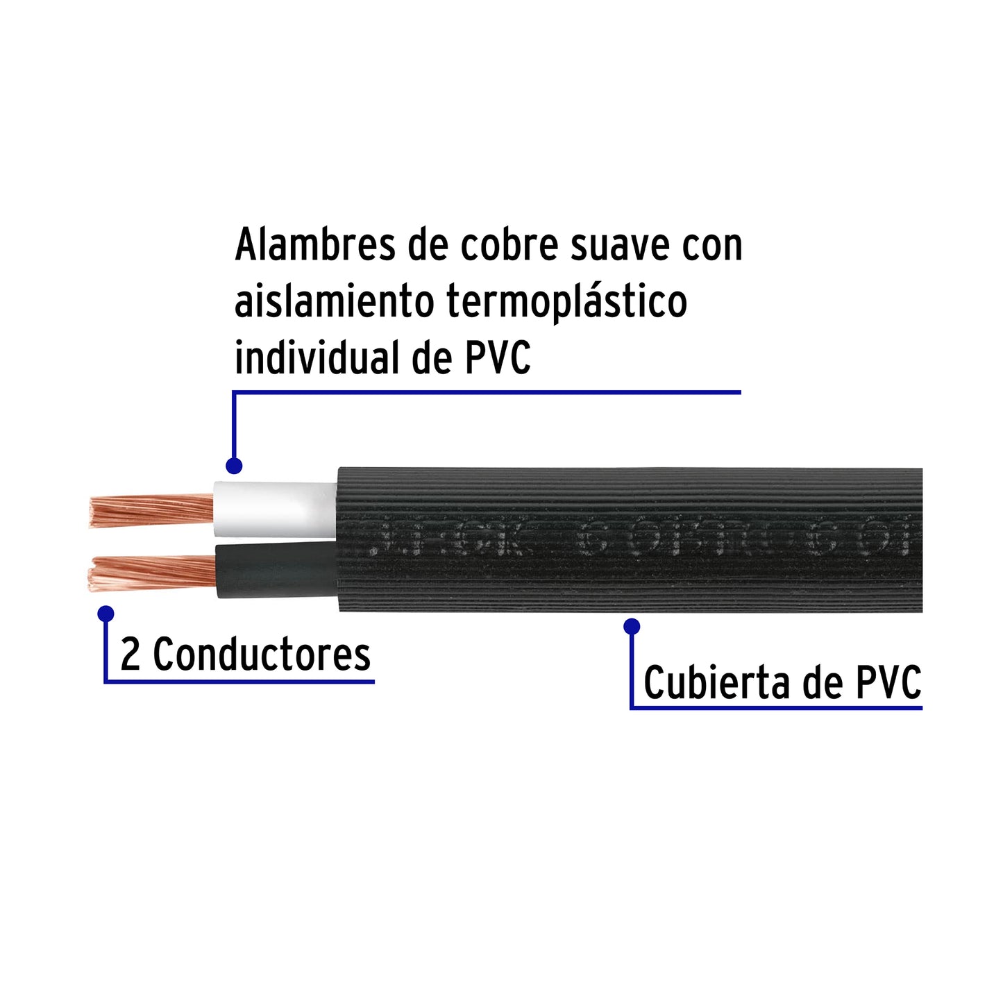 Cable uso rudo 2 conductores calibre 14 rollo de 100 m. 40004 Volteck Metro