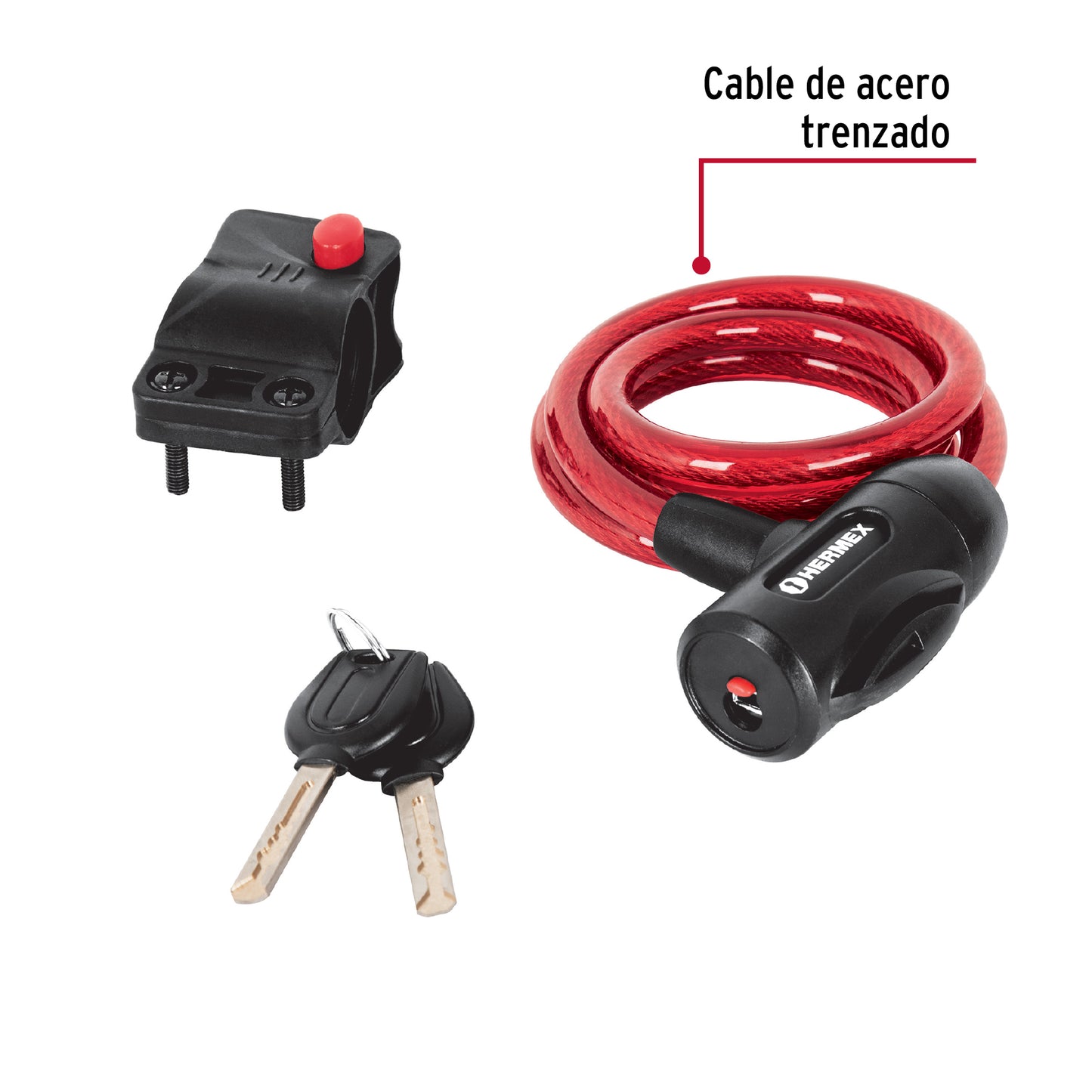 Candado de cable llave 10 mm x 1 mt 43922 hermex Pieza