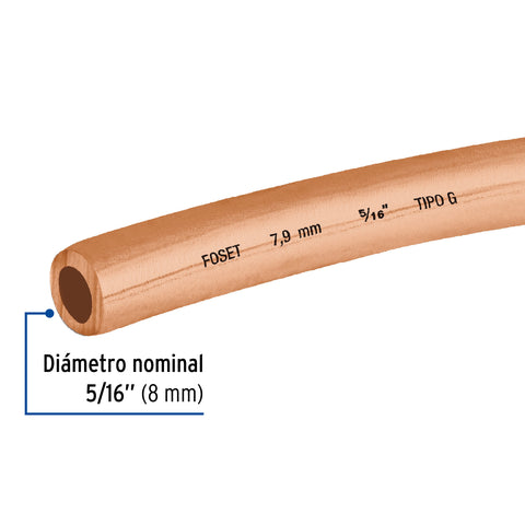 Tubo de cobre flexible 5/16p rollo de 15 metros 48156 foset tijuana Metro