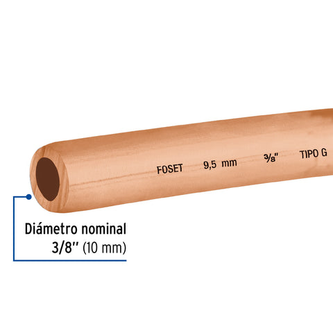 Tubo de cobre flexible 3/8p rollo de 15 metros 48157 foset tijuana Metro