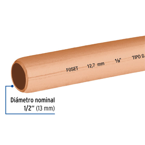 Tubo de cobre flexible 1/2p rollo 15 metros 48158 foset tijuana Metro