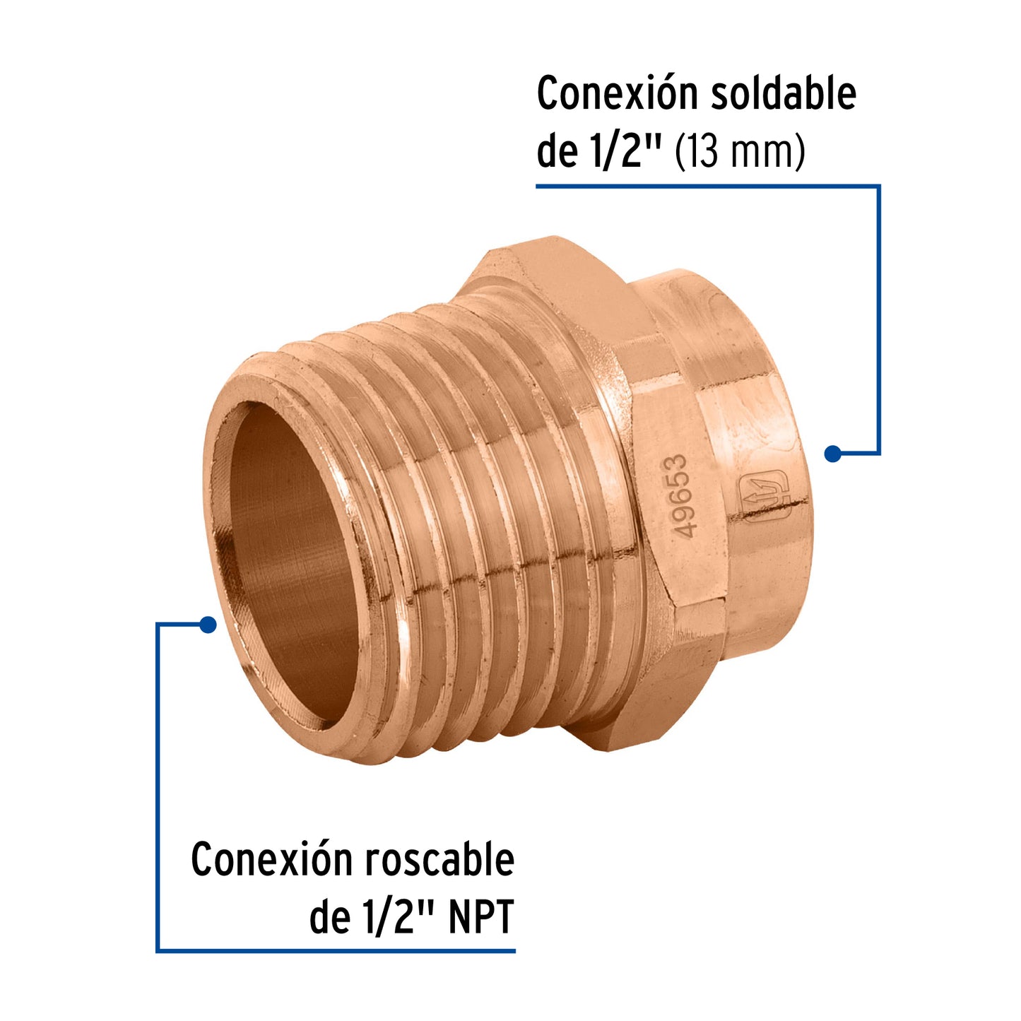 Cople cobre rosca exterior 1/2p 49653 foset Pieza