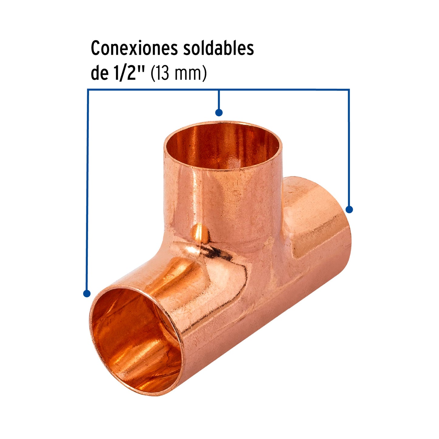 Tee de cobre sencilla 1/2p 49735 Pieza