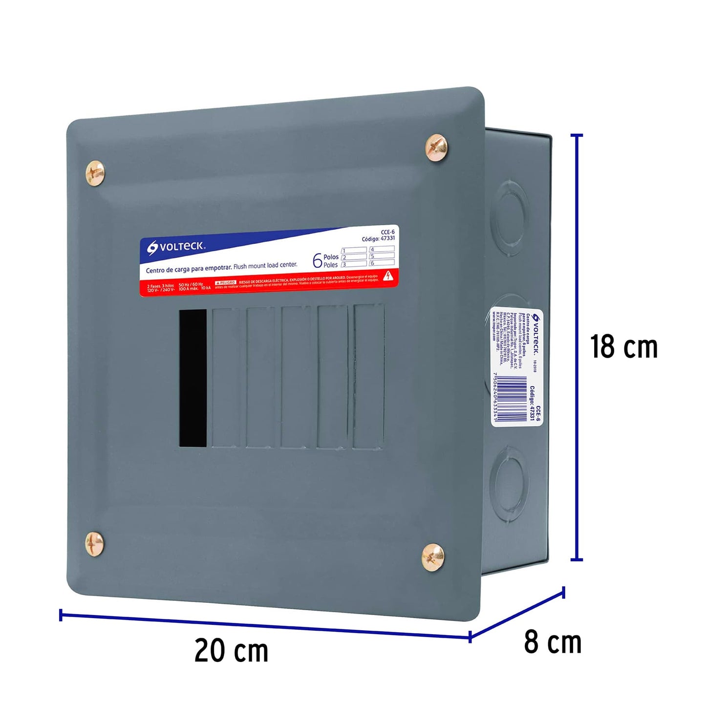 Centro de carga empotrable 6 polos 47331 volteck Pieza