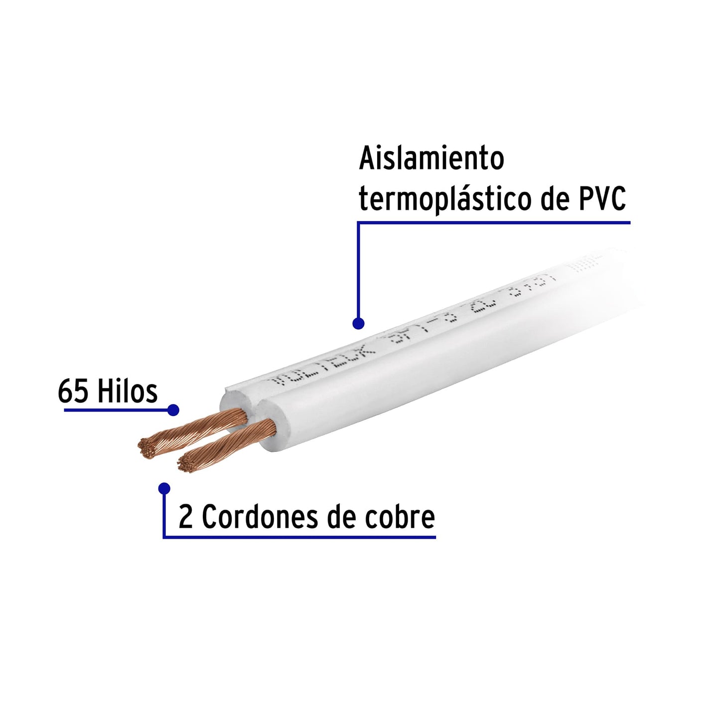Cable duplex flexible cal 12 rollo 100 mts 46066 volteck Metro