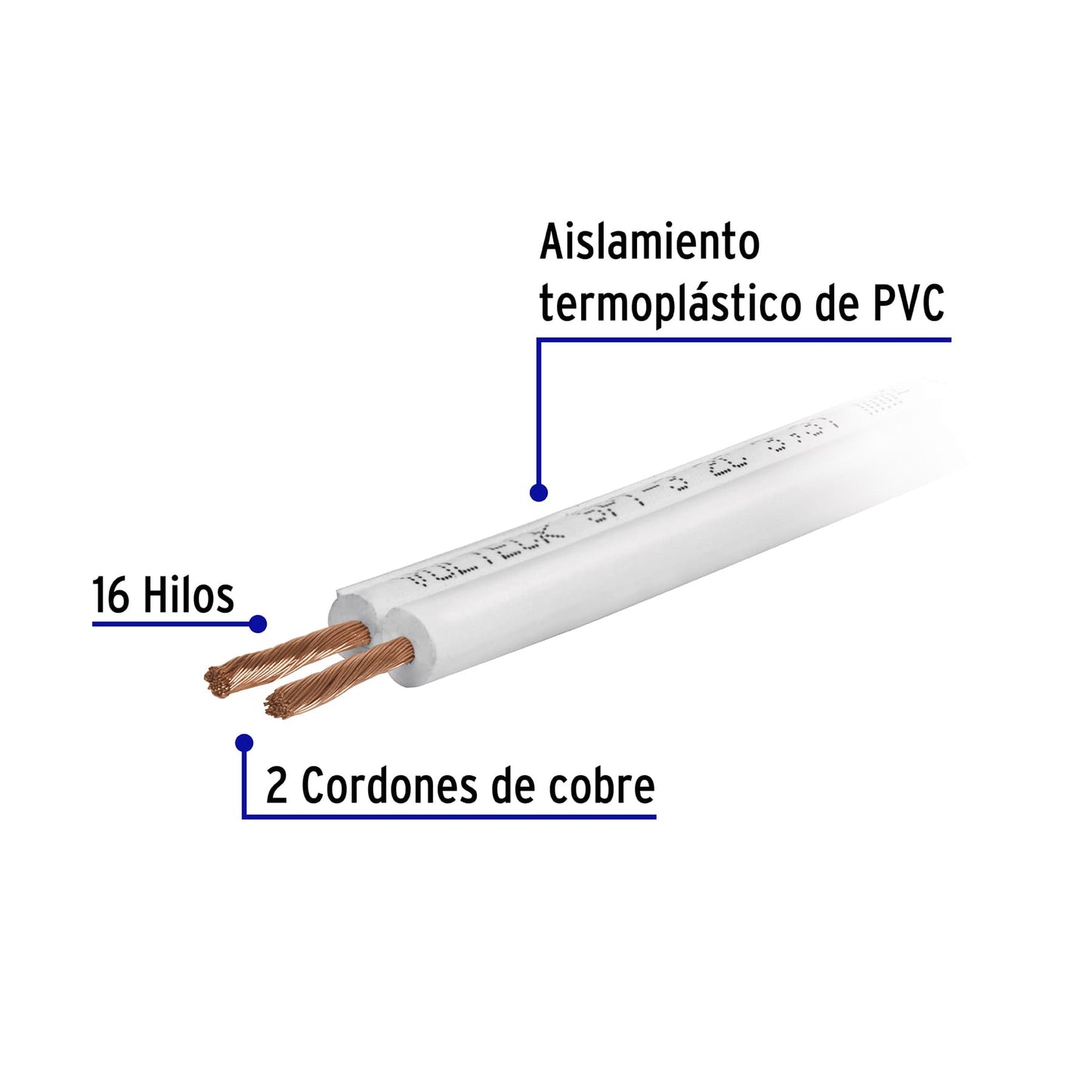 Cordon dúplex flexible SPT 18 AWG rollo 100 m 46069 Volteck Metro
