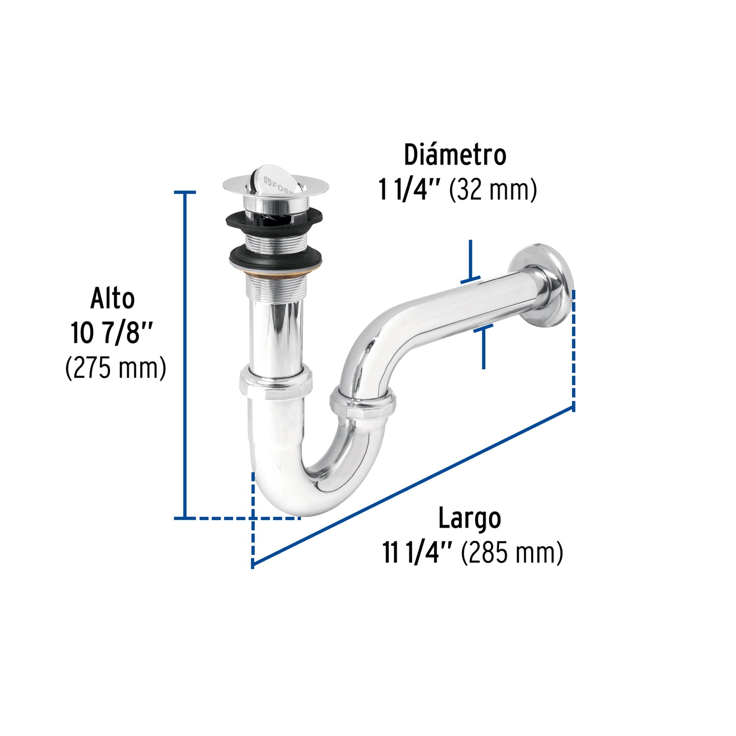 Cespol p/lavabo laton c/contra tipo moneda cromo 1 1/4 49337 Foset Pieza
