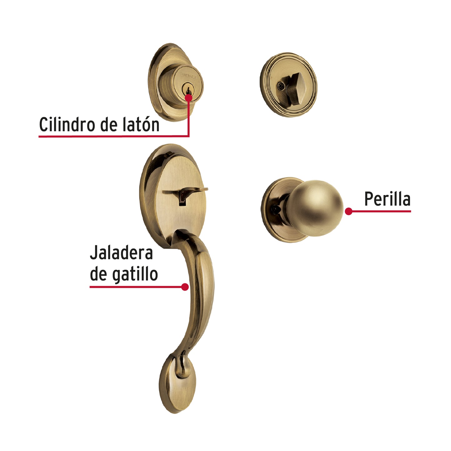 Cerradura laton antiguo mariposa pomo 23673 hermex basic Pieza