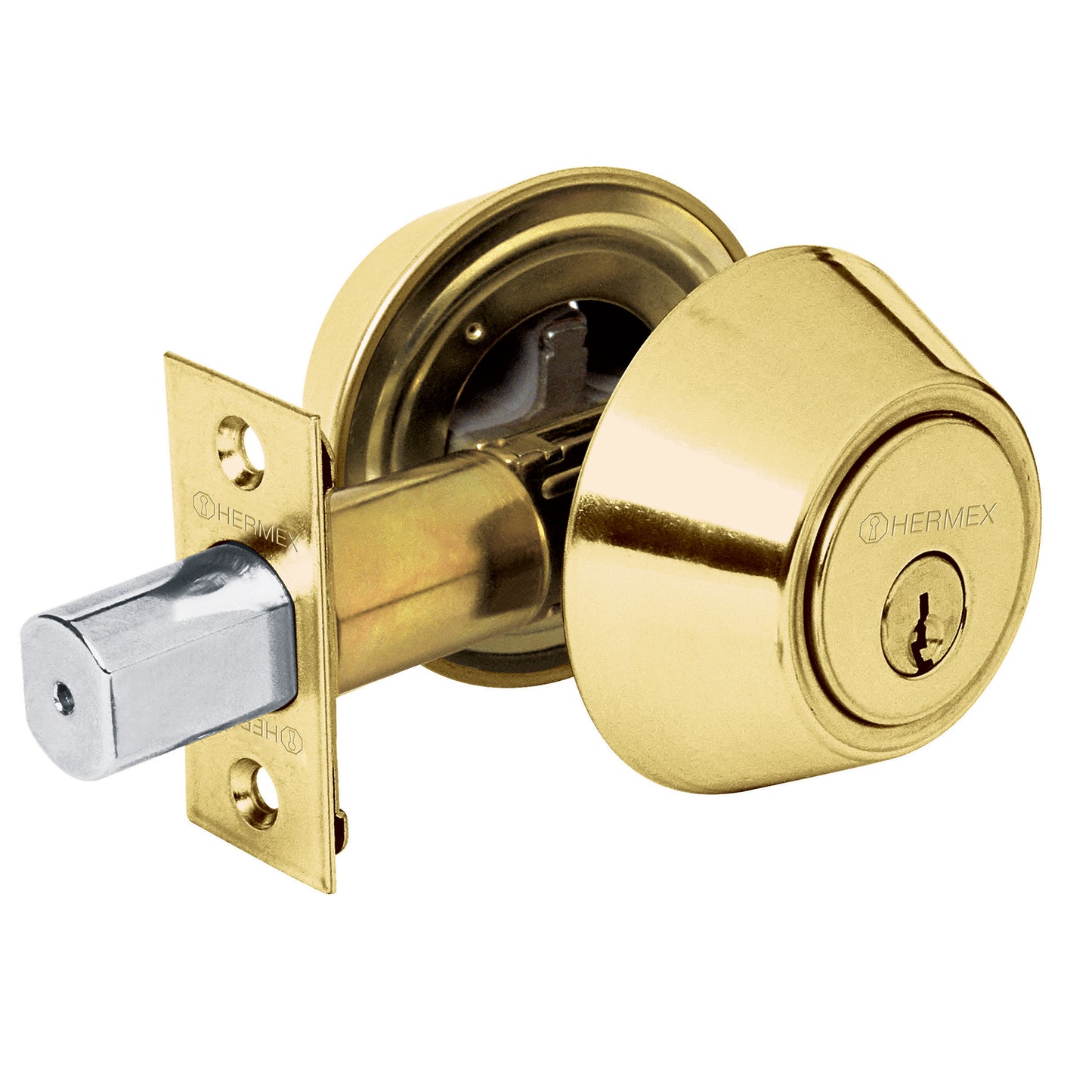Cerrojo laton brillante doble cilindro 23610 hermex Pieza