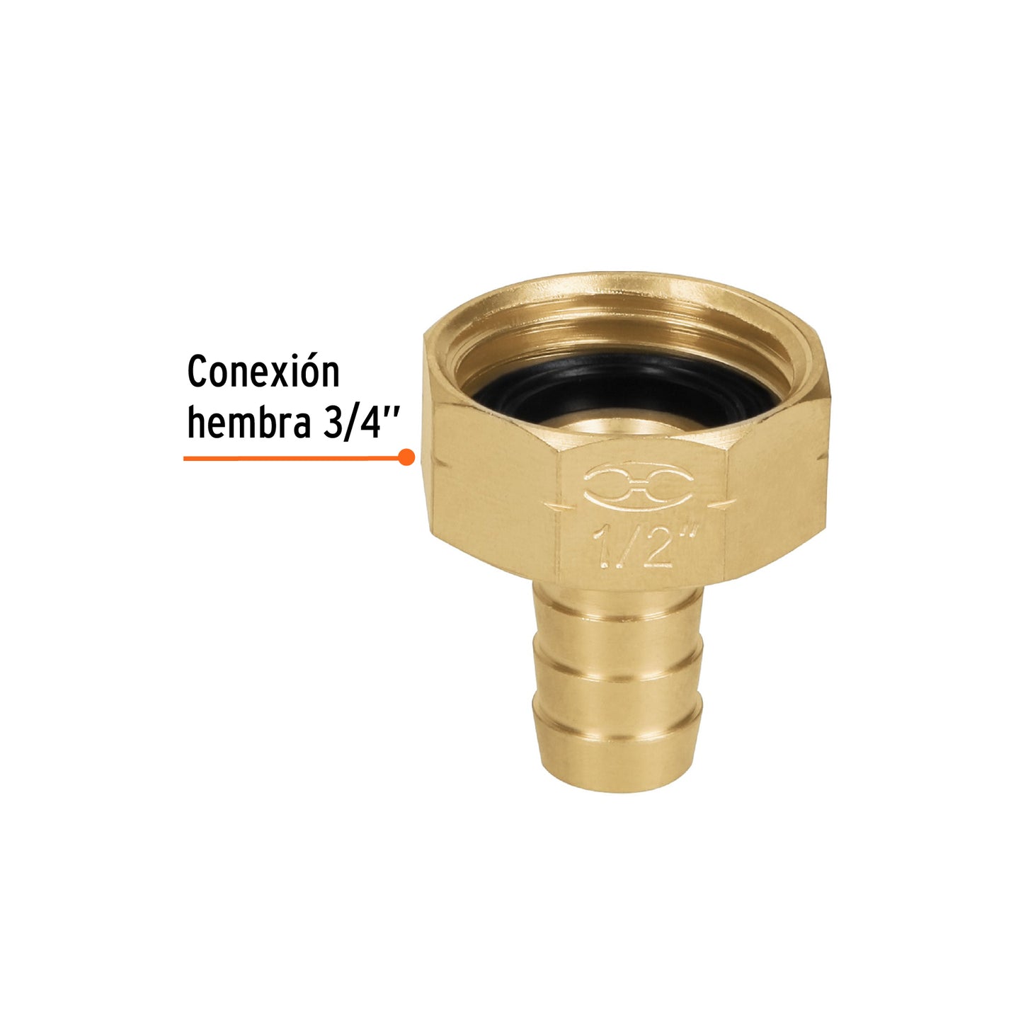 Conector sencillo 1/2p hembra de laton maquinado 12700 Truper Pieza