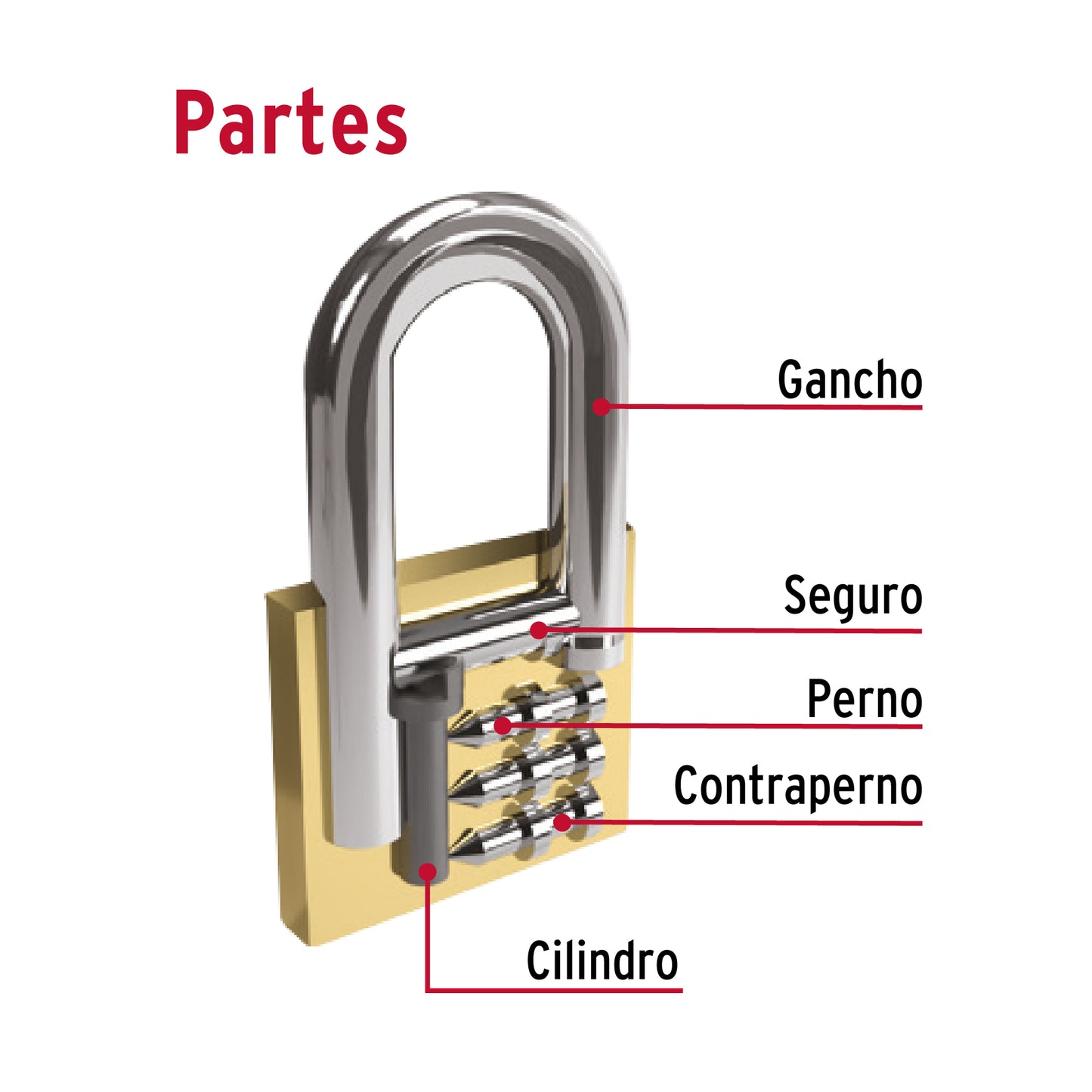Candado de hierro 30mm gancho corto caja 23522 hermex basic Pieza