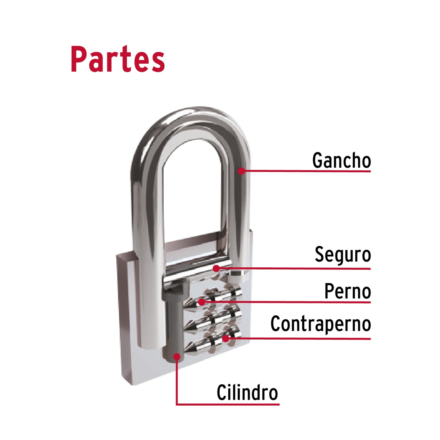 Candado de hierro 38 mm gacnho cto 43323 hermex Pieza