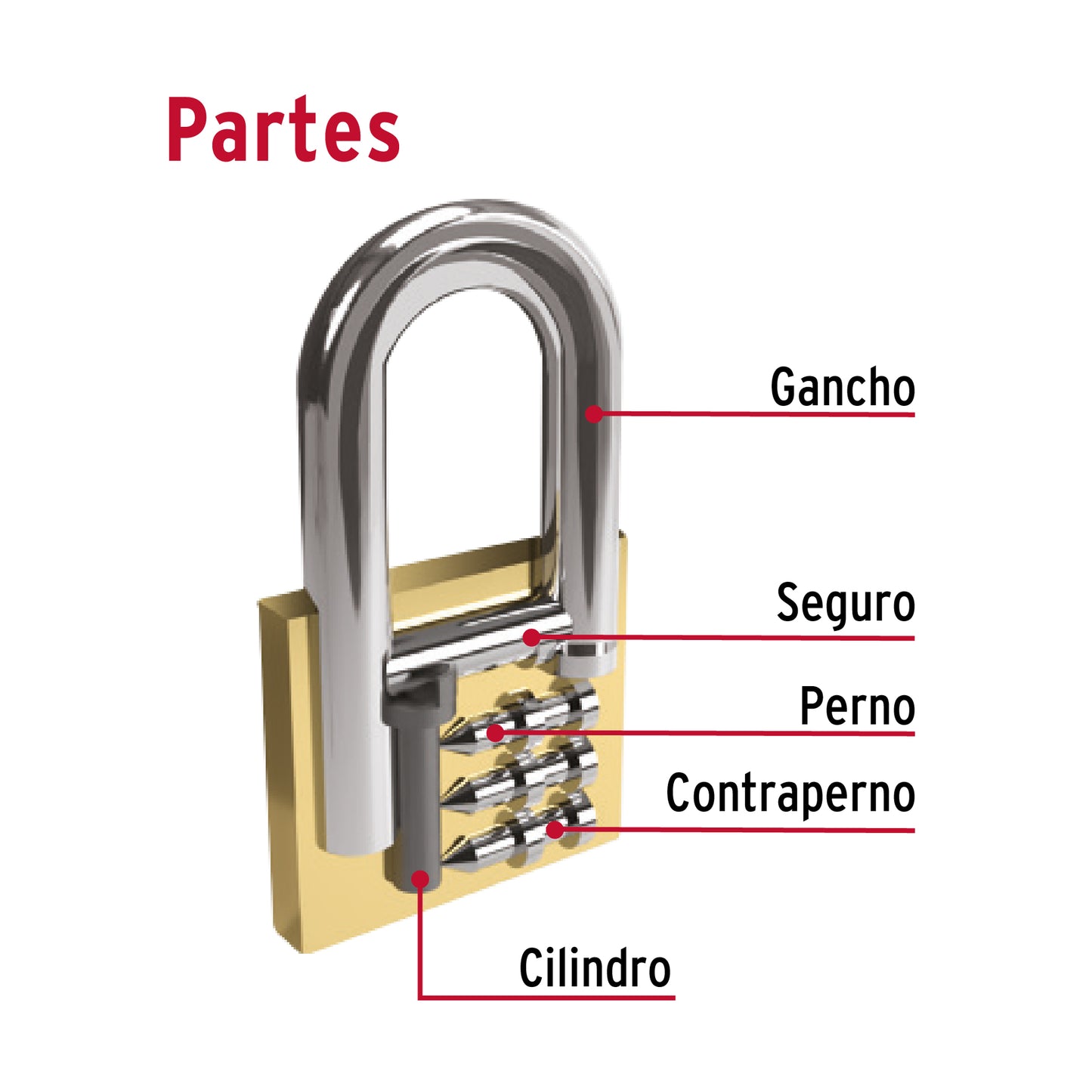 Candado hierro 40 mm gancho corto caja 23518 hermex Pieza