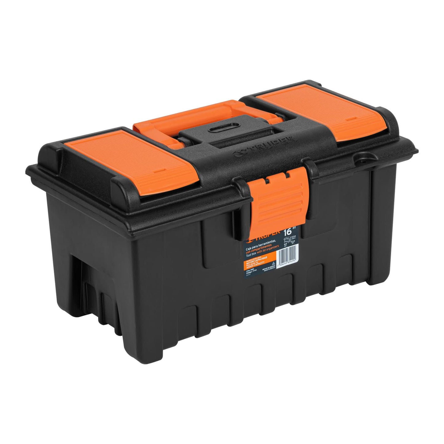 Caja plastica 16p con compartimentos naranja 11141 truper Pieza