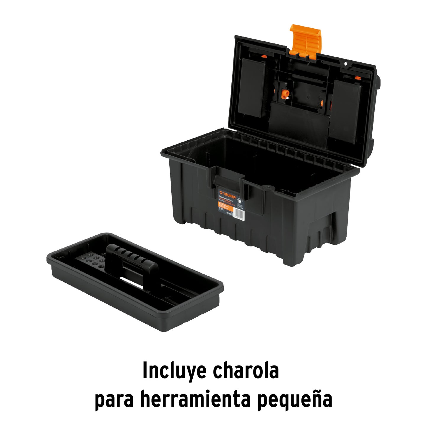 Caja plastica 16p con compartimentos naranja 11141 truper Pieza