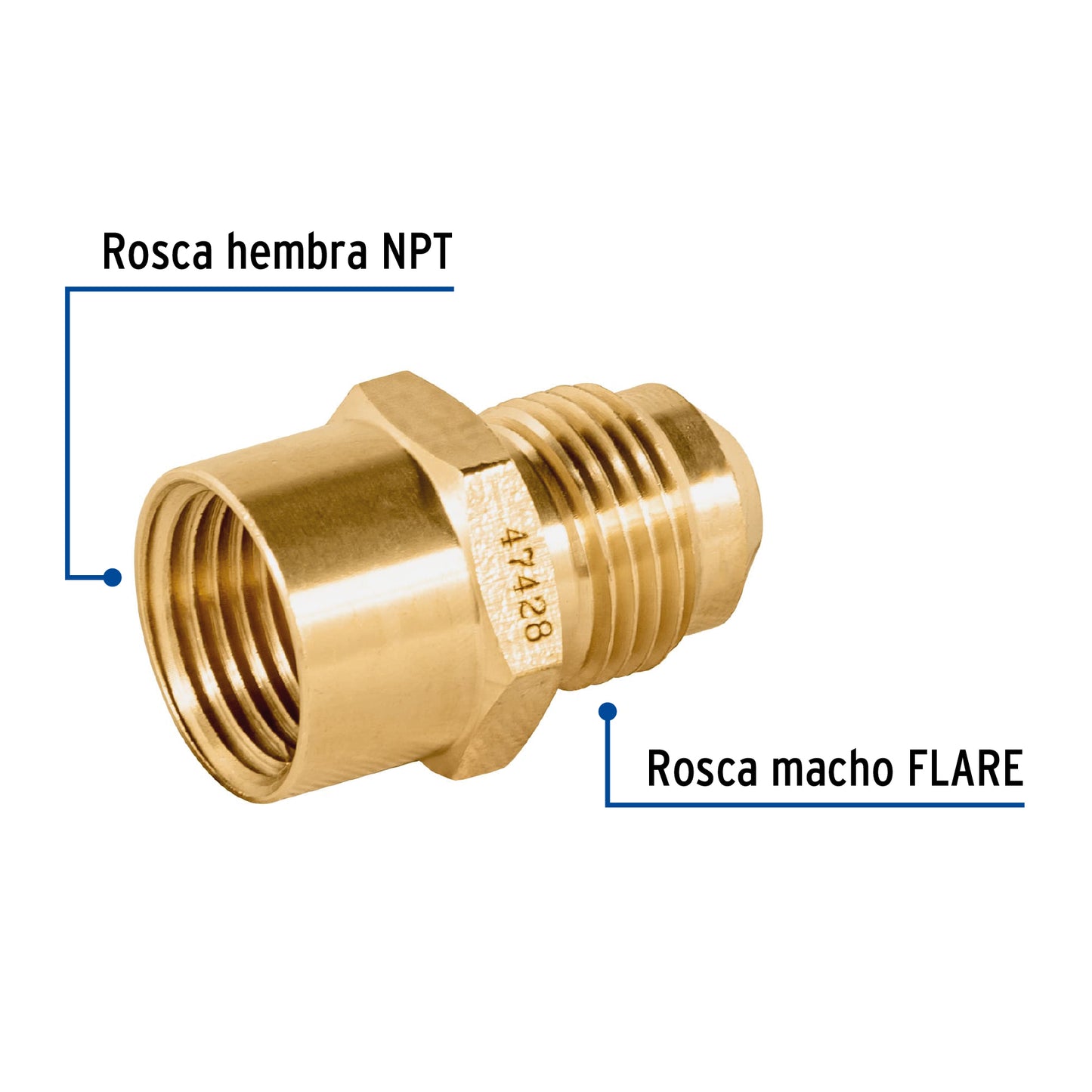 Niple campana de laton 3/8 X 3/8 47428 Foset Pieza