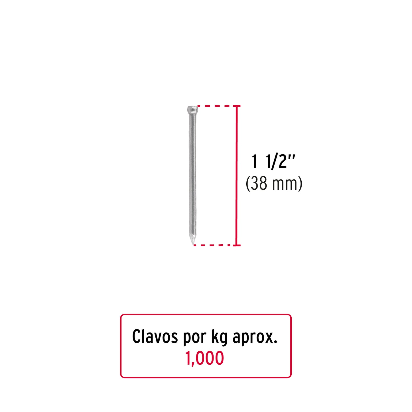 Clavo sin cabeza 1 1/2p 1 kg 44496 fiero Kilogramo