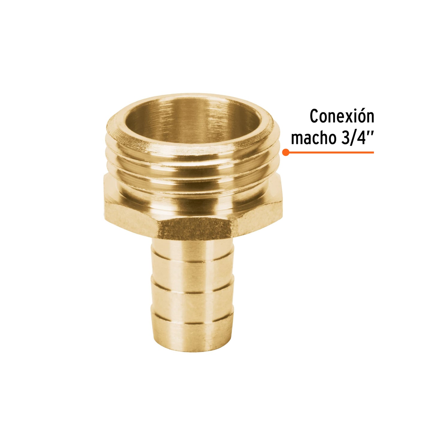 Conector sencillo 1/2p macho de laton maquinado 12702 Truper Pieza