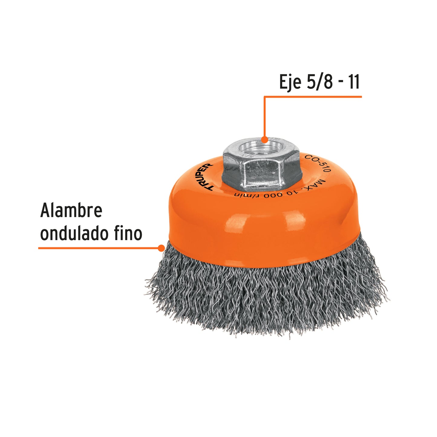Carda de copa alambre ondulado 4 para esmeril 11529 Truper Pieza