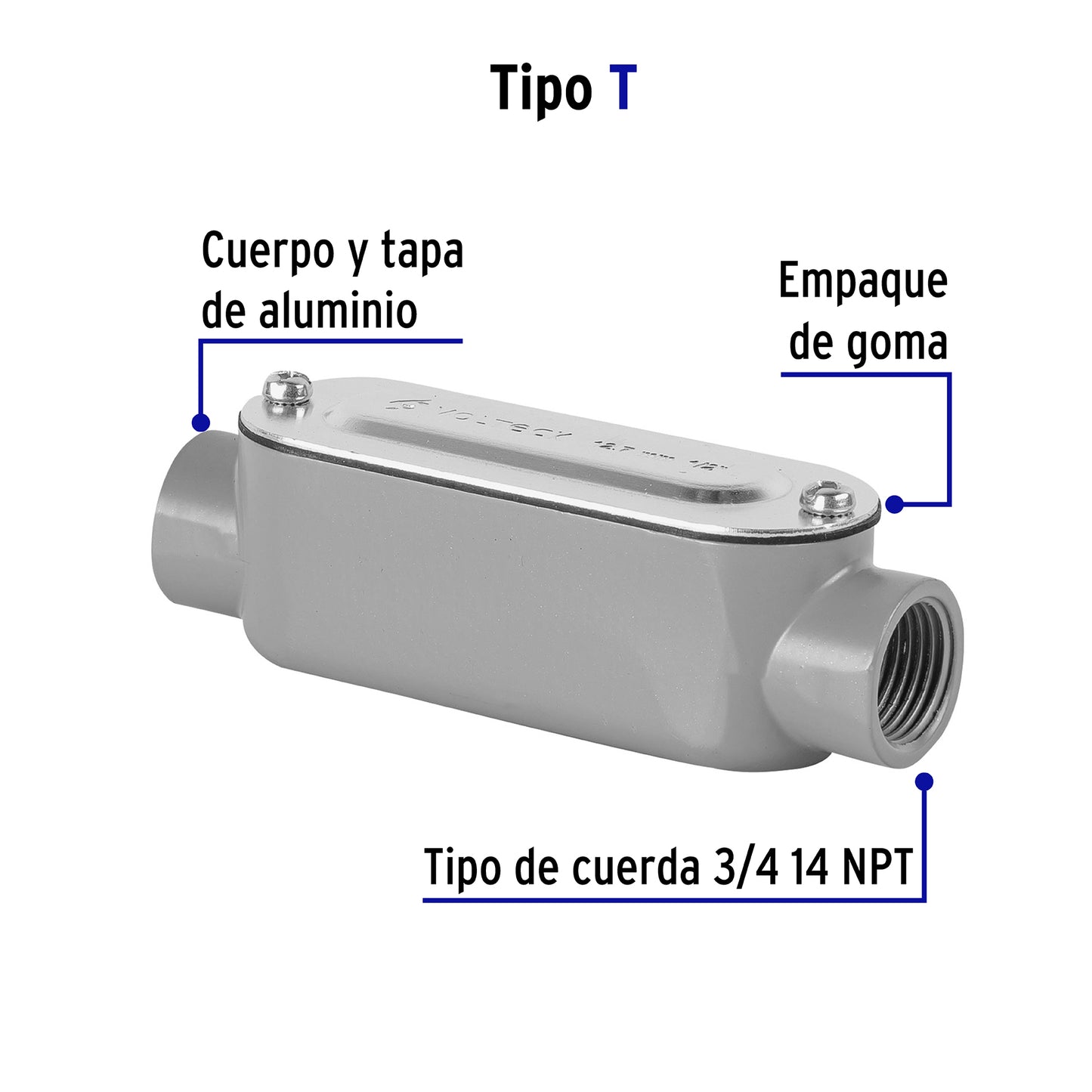 Condulet 3/4 conexion tipo t volteck 46980 Pieza