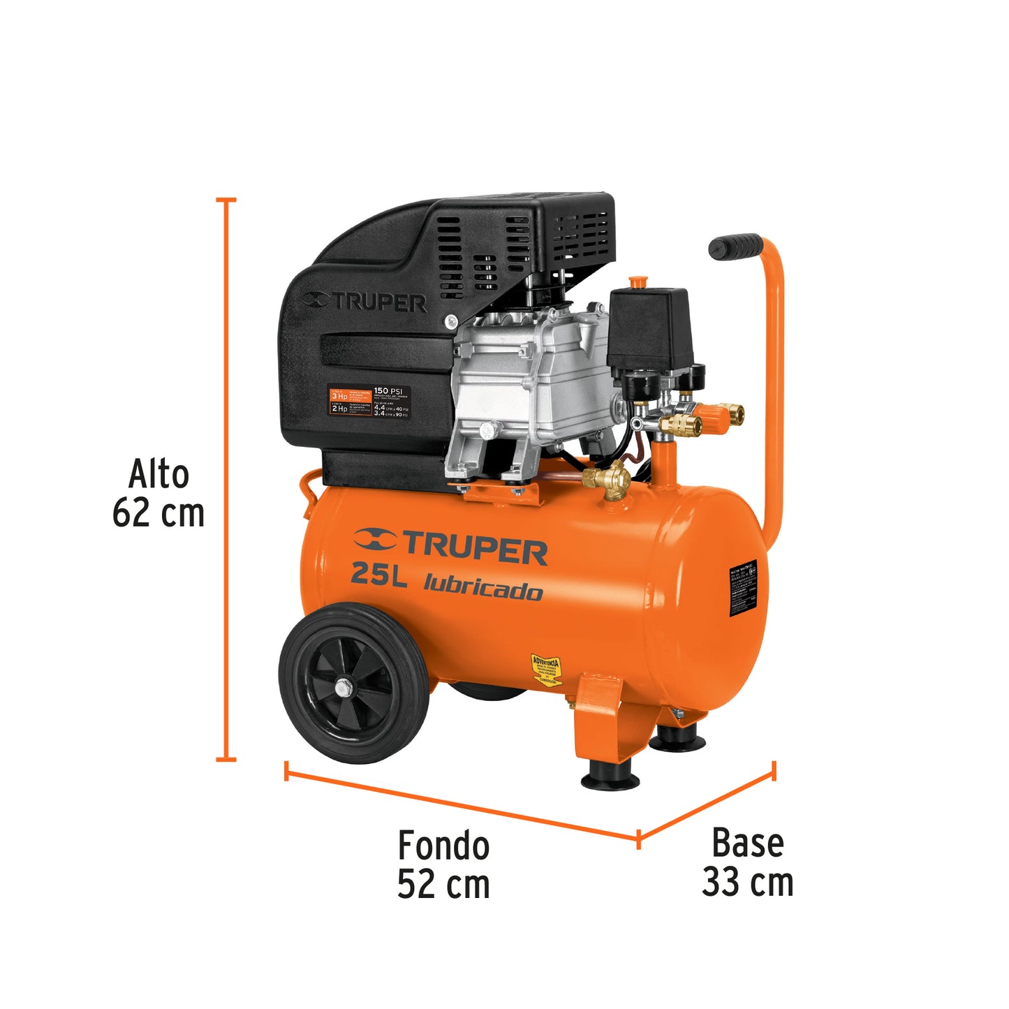 Compresor lubricado 25 lt 2 hp truper 15006 Pieza